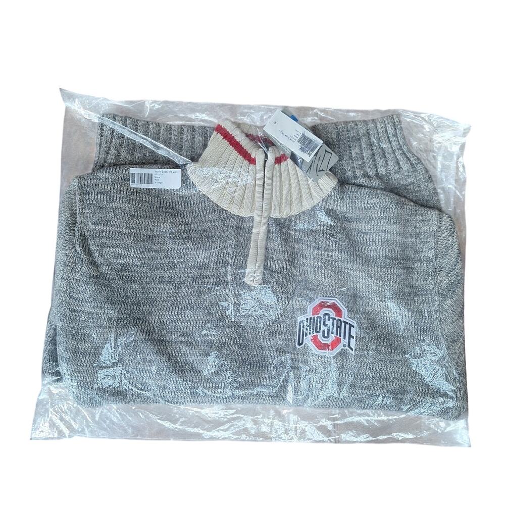 NWT Bruzer Ohio State Buckeyes Work Sock 1/4 Zip Sweater Mens XL Heavy Knit DS